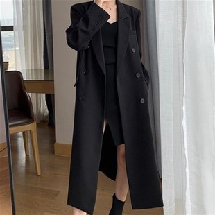 大码女装2023年早秋新款胖m西装中长款显瘦洋气200斤宽松风衣外套