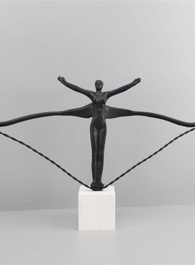 新中式创意抽象黑色人物雕塑摆件书房茶几样板房客厅家居装饰品