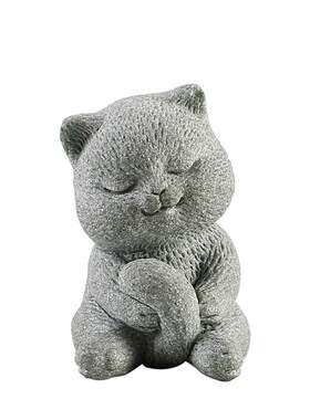 创意可爱悠闲小猫咪青砂石盖置茶宠摆件鱼缸造景客厅茶几桌面装饰