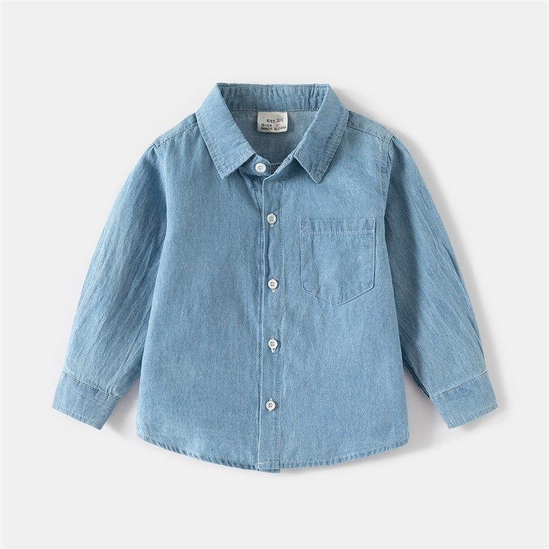 男童牛仔衬衫春秋装2024新款儿童纯棉翻领长袖衬衣宝宝薄款上衣潮,童装/婴儿装/亲子装,儿童牛仔衬衫,淘宝优惠券,粉丝福利购,淘宝优惠卷