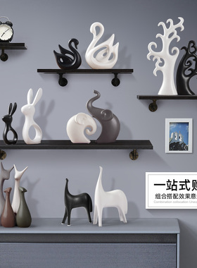 北欧风格家居餐桌创意陶瓷小鹿摆设电视柜玄关客厅酒柜装饰品摆件