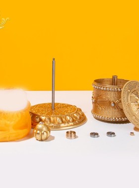 慧宝黄铜指捻转轮转简经转筒车载藏族摆件手拨手动转金桶转金筒