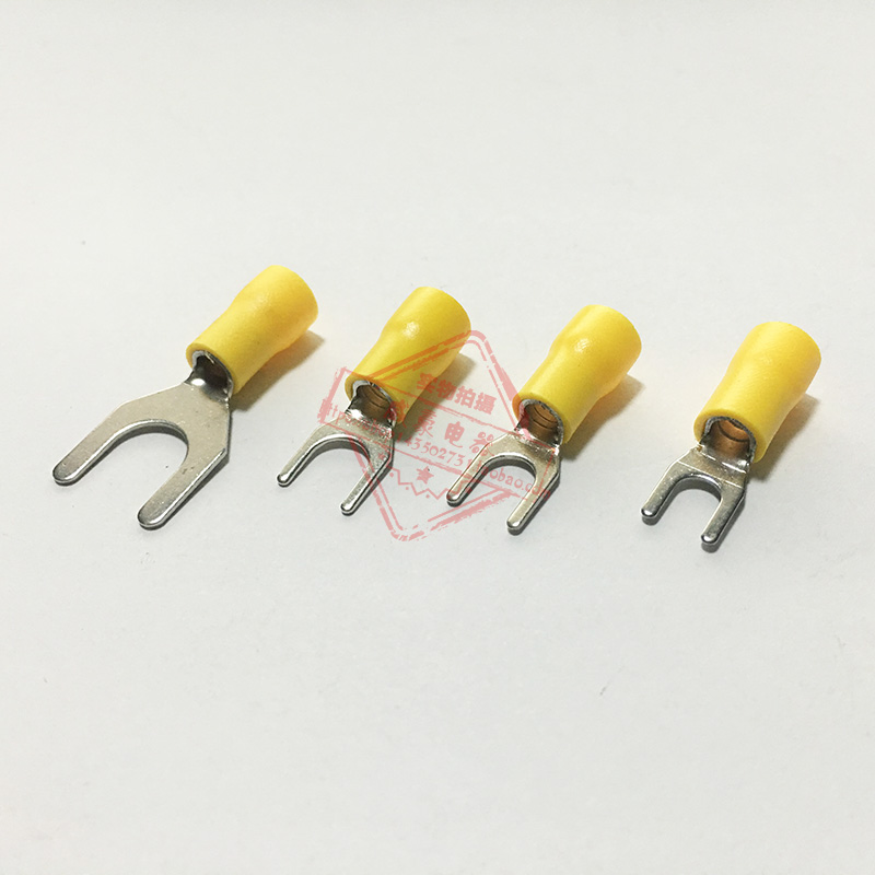 SV5.5-4厚0.7mm  U型叉形冷压预绝缘接线端子线鼻子5-4黄铜500只