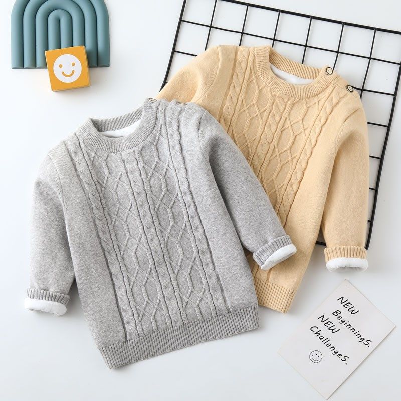 纯棉儿童毛衣加绒加厚女童针织衫男宝宝婴儿毛线衣肩扣套头打底衫,童装/婴儿装/亲子装,毛衣/针织衫,淘宝优惠券,粉丝福利购,淘宝优惠卷
