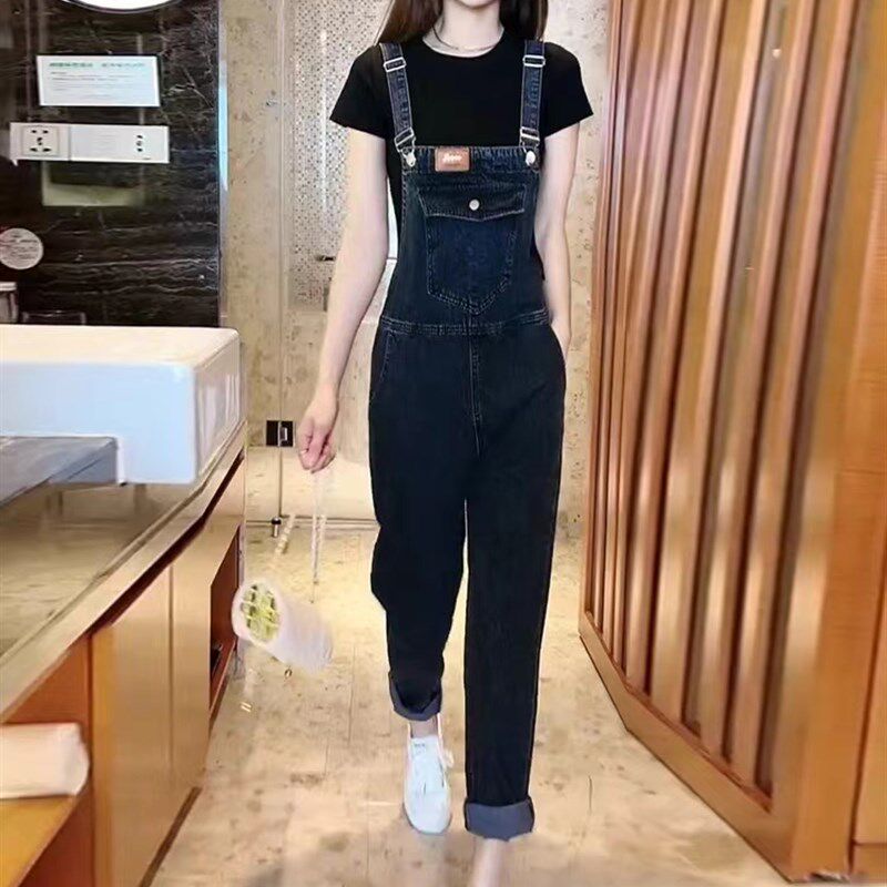 成套搭配女装2024夏装小个子穿搭一整套桔梗初恋牛仔背带裤两件套
