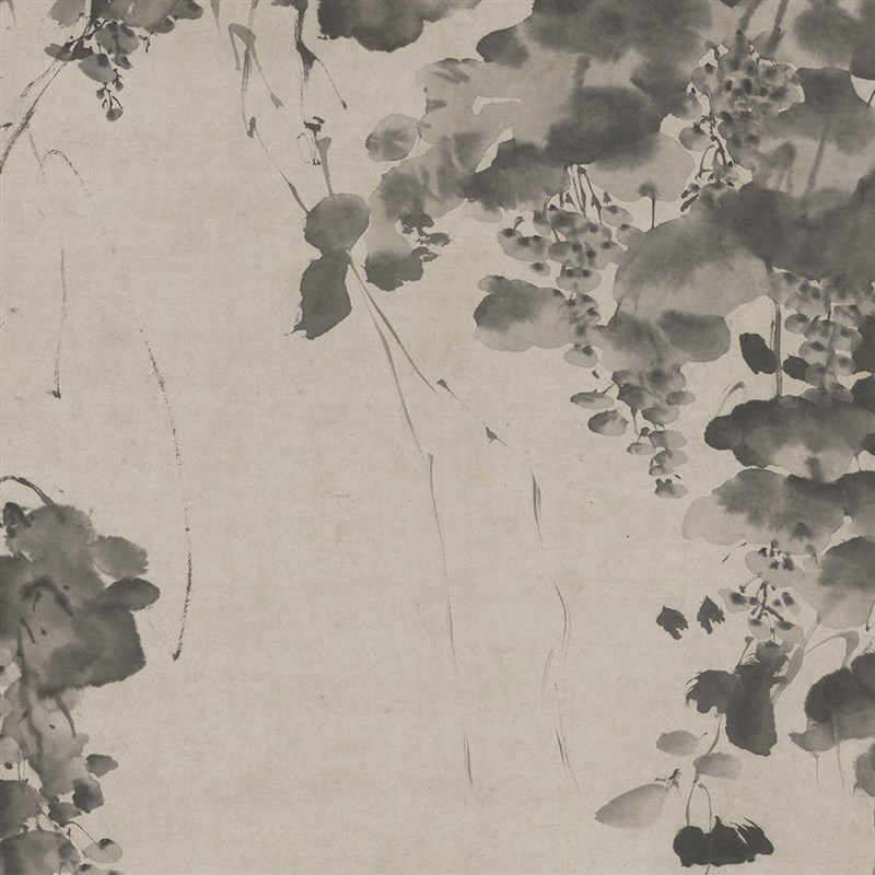 徐渭《墨葡萄》客厅中堂挂画玄关茶室书房装饰画水墨水果国画高清图片