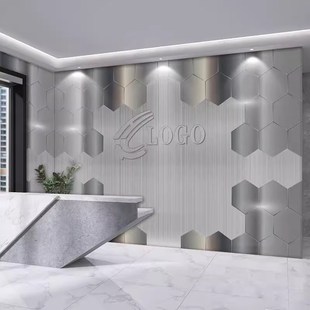 d立体铁皮金属壁纸科技感办公室公司前台背景墙纸电竞馆网咖墙布