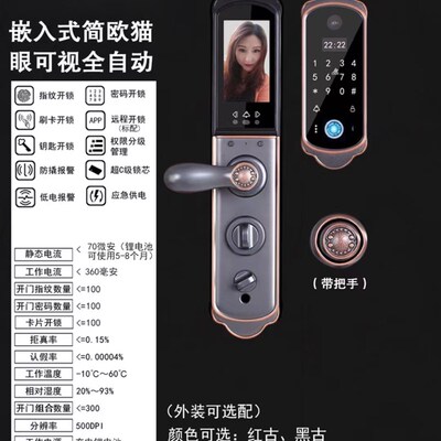 别墅大门防水分体式智能锁脸识别指纹密码刷卡自动关锁