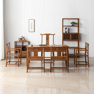 鸡翅木茶桌新实木功夫茶几红木方形干泡茶台木质整装