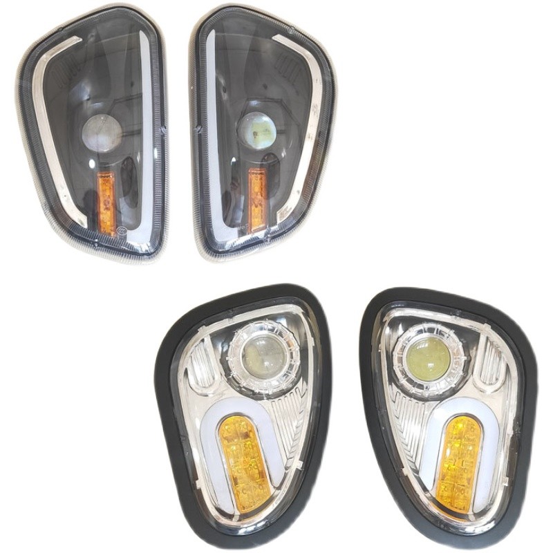 电动三轮车LED前大灯四轮车转向灯总成全封闭金彭款篷车车头灯具