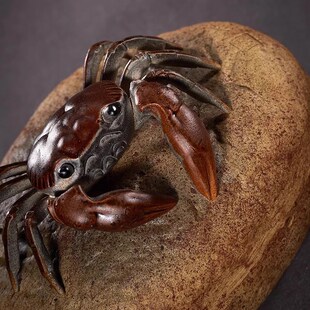 螃蟹紫砂变色桌面茶宠喷水荷观赏螃蟹功夫茶盘茶玩茶具