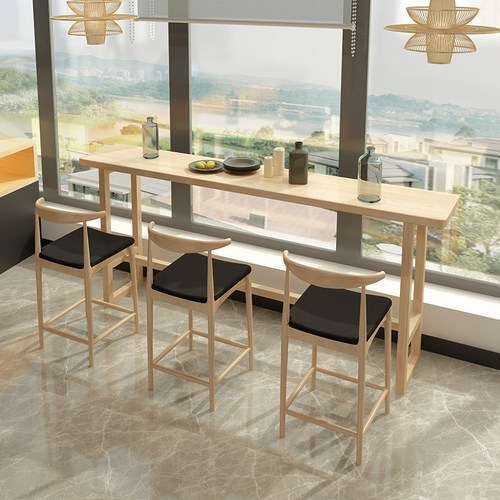 简约实木吧台桌阳台家用餐桌高脚桌北欧休闲奶茶店桌椅酒吧桌椅