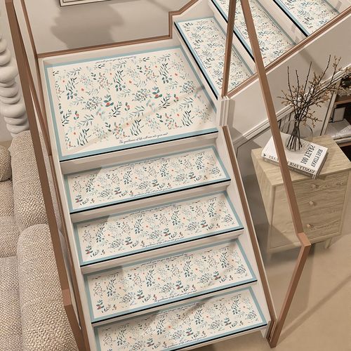 静音隔音碎花柔软楼梯踏步垫免胶自粘防滑台阶家用实木楼梯地垫