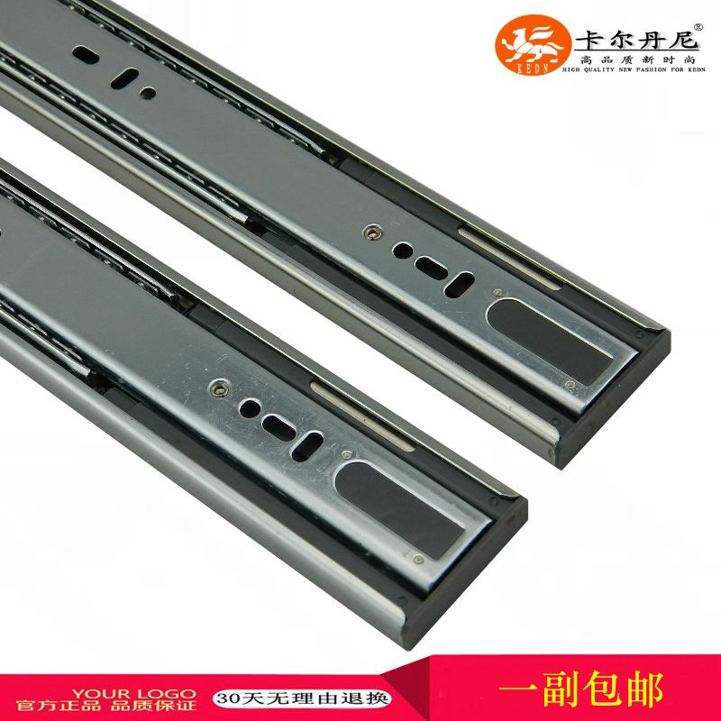 轨抽屉三节轨道滚珠抽屉轨不锈钢阻尼缓冲静音三节轨滑轨托架导轨