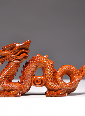 花梨木质五爪龙摆件补角实木雕刻龙生肖龙木龙家居客厅开业送礼品