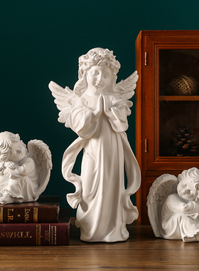小天使摆件欧式石膏雕塑女孩桌面摆设婚礼现场布置装饰品拍摄道具