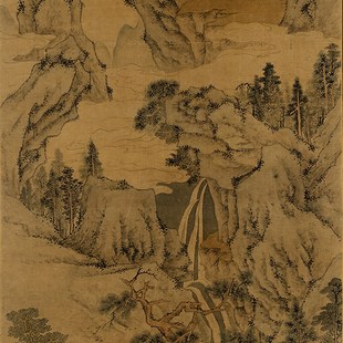 z19 明代大家书画琴室书房玄关过道挂画 文征明高山流水觅知音