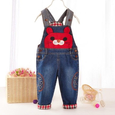 宝宝牛仔背带裤纯棉儿童婴儿小孩长裤子01-2-3岁男女春秋可开裆潮