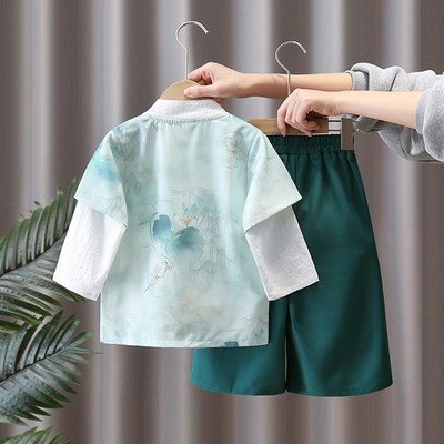 汉服男童春季2025新款中国风套装儿童春秋新中式古装国学唐装日常