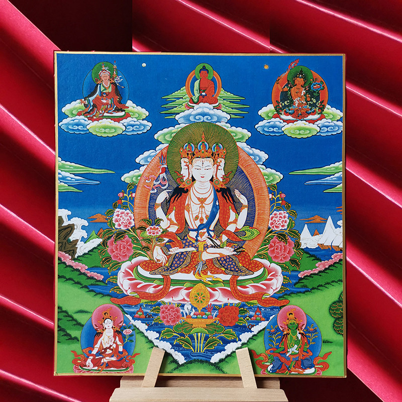 2023本命年兔年礼物文殊描画不空羂索观世音菩萨摩诃萨色纸画像,家居饰品,装饰摆件,淘宝优惠券,粉丝福利购,淘宝优惠卷