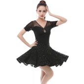 三步踩跳舞裙子半身裙吉特巴广场舞短裙黑色蕾丝蛋糕裙蓬蓬舞蹈裙