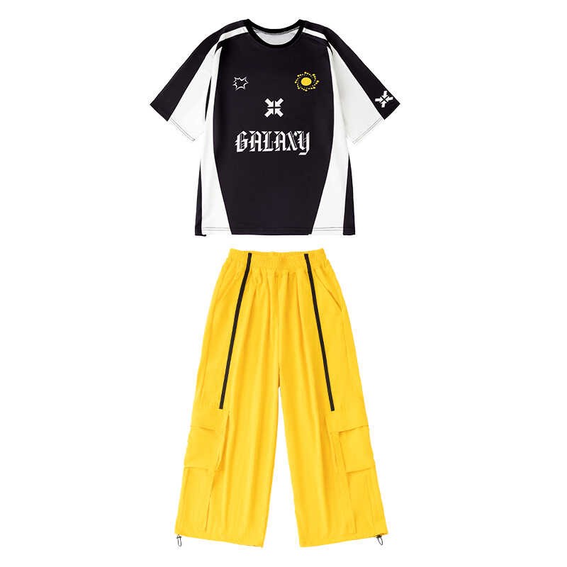 儿童嘻哈街舞服男女童美式街头T恤hiphop架子鼓服少儿走秀表演服