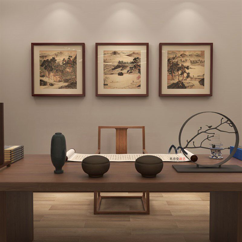 米亦堂x文征明 桃源问津图山水字画宣纸已裱玄关新中式圆角挂画