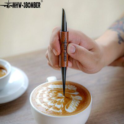 MHW-3BOMBER轰炸机花式咖啡雕花针 实木勾花针拿铁艺术家拉花针