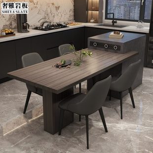 意式极简岩板岛台餐桌一体可伸缩家用中岛台茶桌倒台开放式导台柜