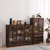 欧式 实木斗柜客厅酒柜展示柜复古储物收纳柜茶水边柜玄关靠墙书柜