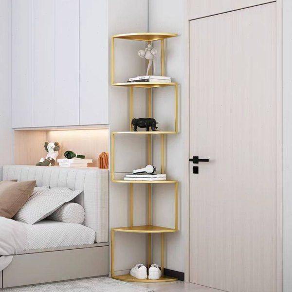 轻奢创意立式转角书架简约家用铁艺置物架落地公室多层书柜收纳,收纳整理,书桌收纳置物架,淘宝优惠券,粉丝福利购,淘宝优惠卷