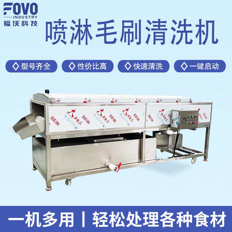 自动喷淋花生清洗机根茎类果蔬黄瓜清洗机奇异果平行毛刷清洗机