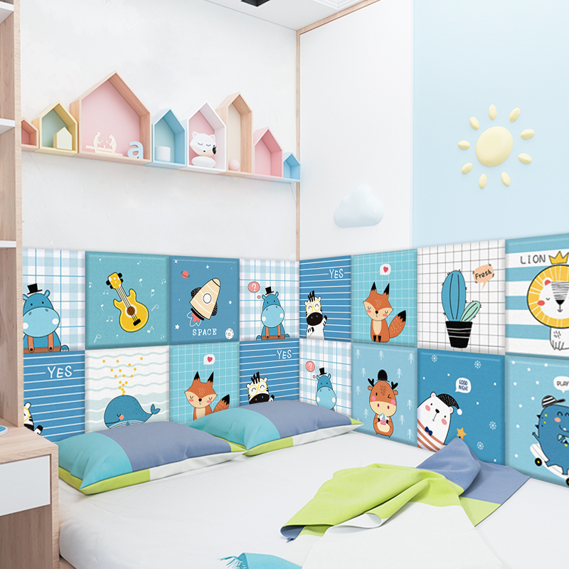 儿童卧室墙面装饰护墙自粘男孩防碰头墙壁泡沫贴防撞墙贴房间布置