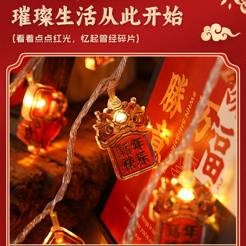 新年红灯笼小彩灯闪灯串灯2024新款led电池过年阳台挂件福字装饰