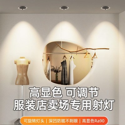 COB象鼻灯嵌入式高显指led射灯服装店4000k中性光可调角防眩筒灯