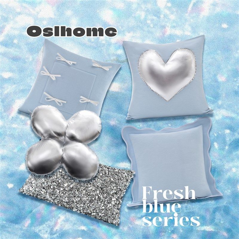 简约客厅沙发蓝色蝴蝶结高级感抱枕靠枕轻奢样板房间装饰爱心靠垫