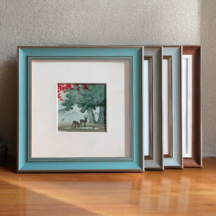 正方形画框复古做旧相框框架装裱框外框25 30 40cm50油画展示摆挂