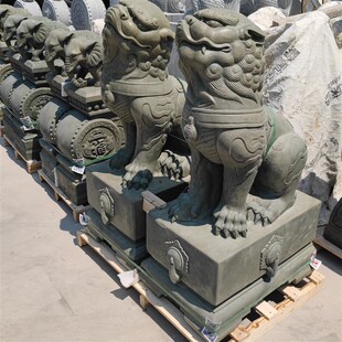 石雕门墩抱鼓石一对石象石狮子青砂石庭院抱鼓招财瑞兽