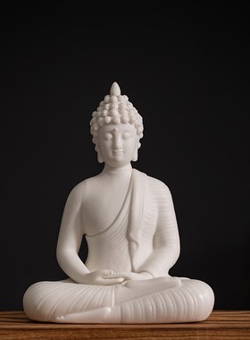 新中式禅意陶瓷大日如来佛摆件家居客厅玄关桌面软装饰品创意灯圈