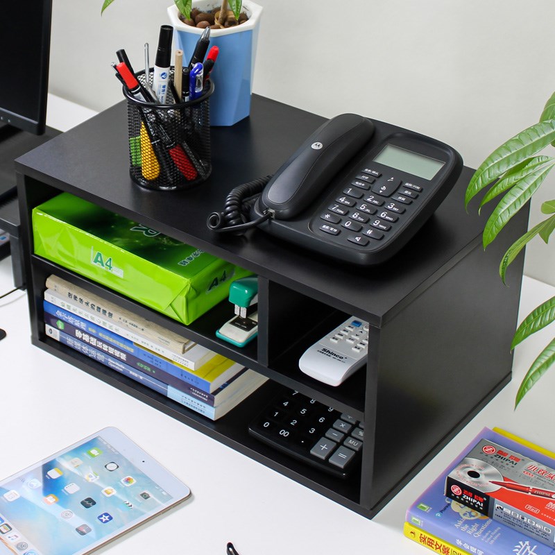 置物架桌面上小型打印复印机垫抬增高双层多功能木质收纳整理架子