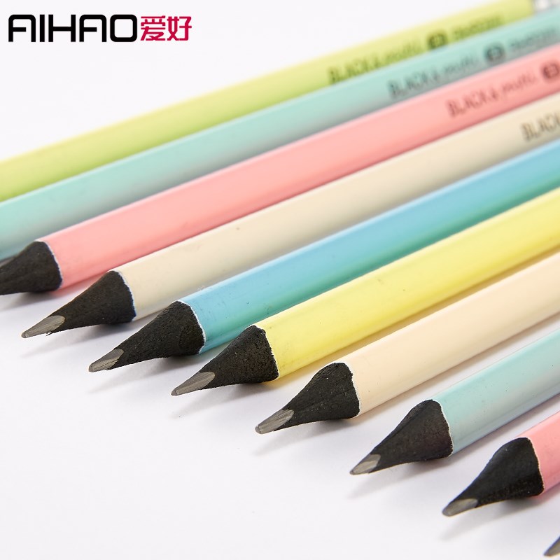 爱好黑木铅笔三角小学生专用一年级无毒无铅毒2比2B带橡皮hb加粗