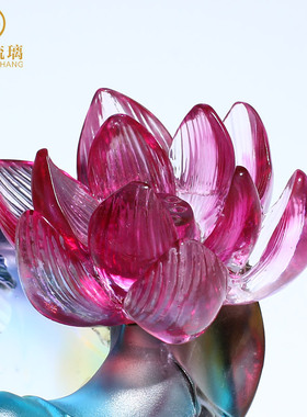 琉璃金鱼聚宝盆摆件招财创意莲花工艺品存钱罐家居客厅高档装饰品