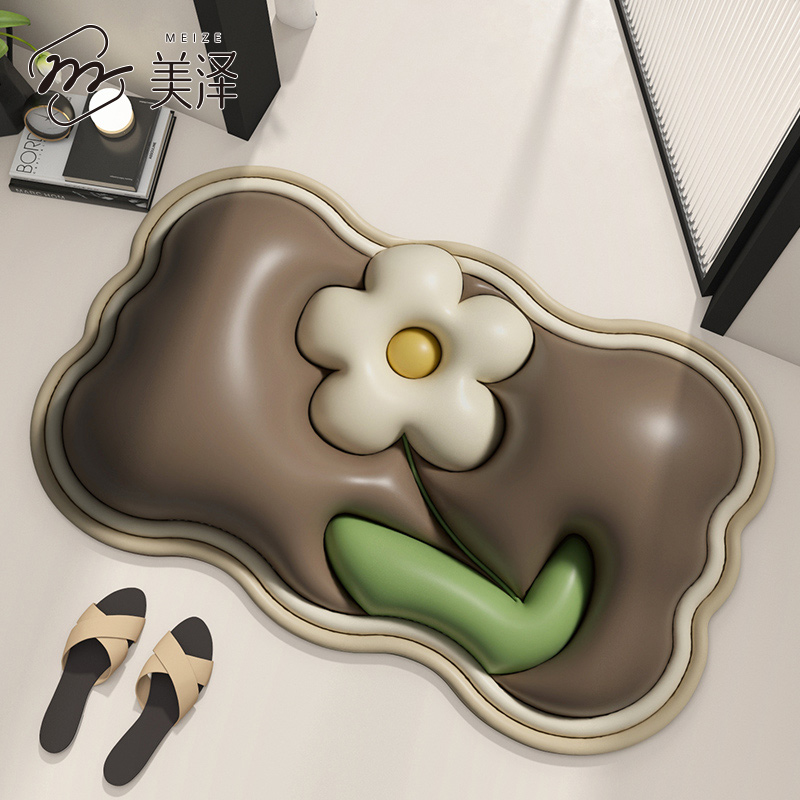 3d立体膨胀地垫浴室门口防滑脚垫厕所地毯卫生间网红硅藻泥吸水垫