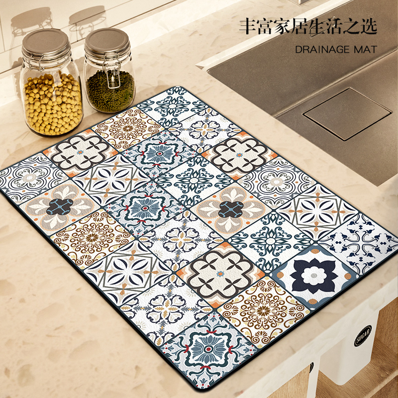 厨房沥水垫吧台矽藻泥吸水凉垫碗盘杯子免洗乾燥垫子台面厨具隔热