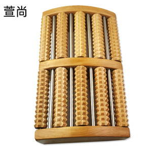 足底脚底穴位按摩器木质五排滚轮式实木家用足部经络保健搓排足疗