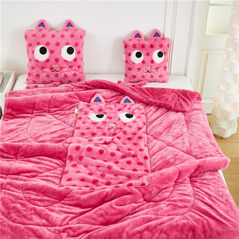 儿童抱枕被子两用加厚汽车枕头可爱办公室学生宿舍午休毯可折叠冬