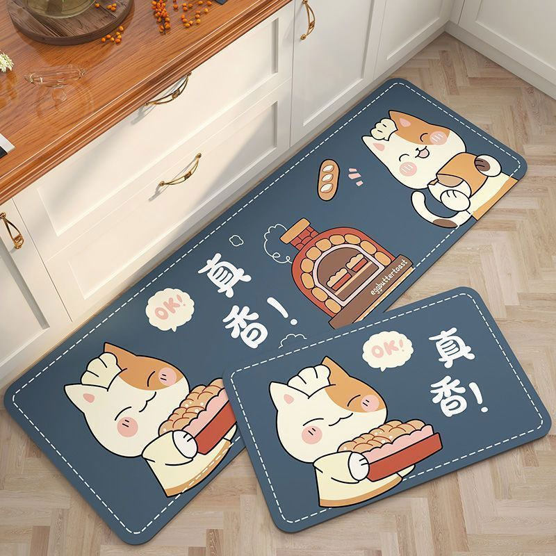 厨房地垫吸水吸油脚垫家用满铺卡通厨卫长条硅藻泥门垫可水洗地毯