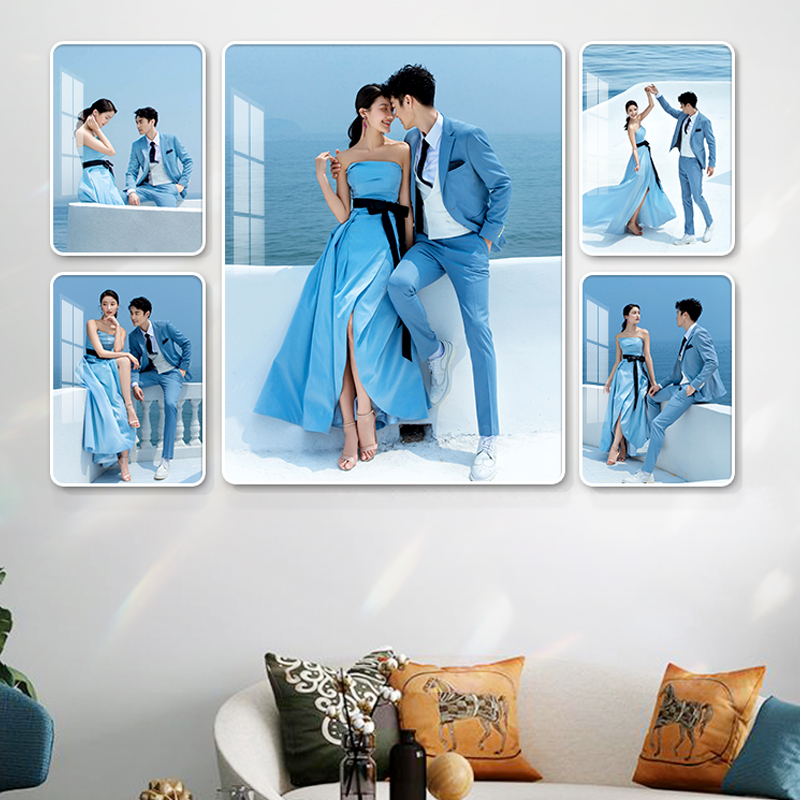 水晶照片墙挂墙放大冲印婚纱儿童宝宝洗相片制作成框定制客厅