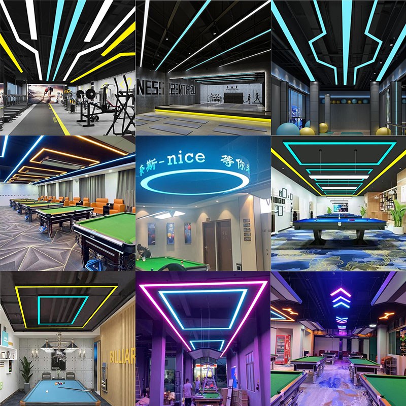 台球室墙面柱子线形灯电玩城游乐场舞蹈室网吧台球厅R氛围吊灯