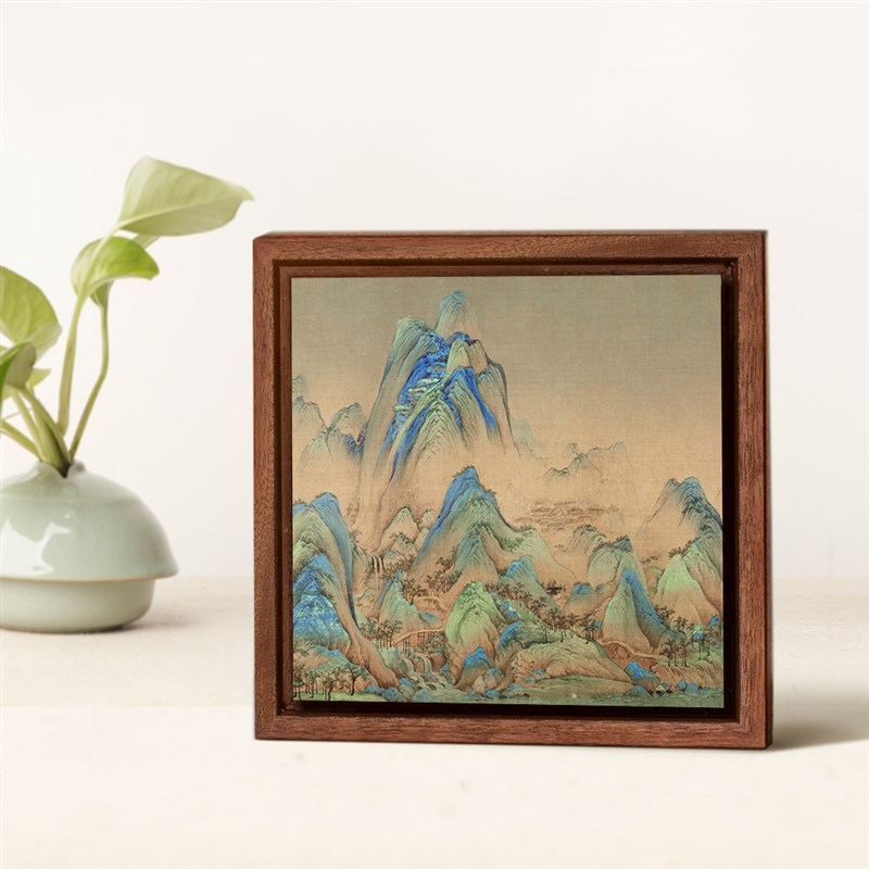 实木框名画小摆台 玄关柜酒柜摆件饰品书桌办公桌手工木礼品相框